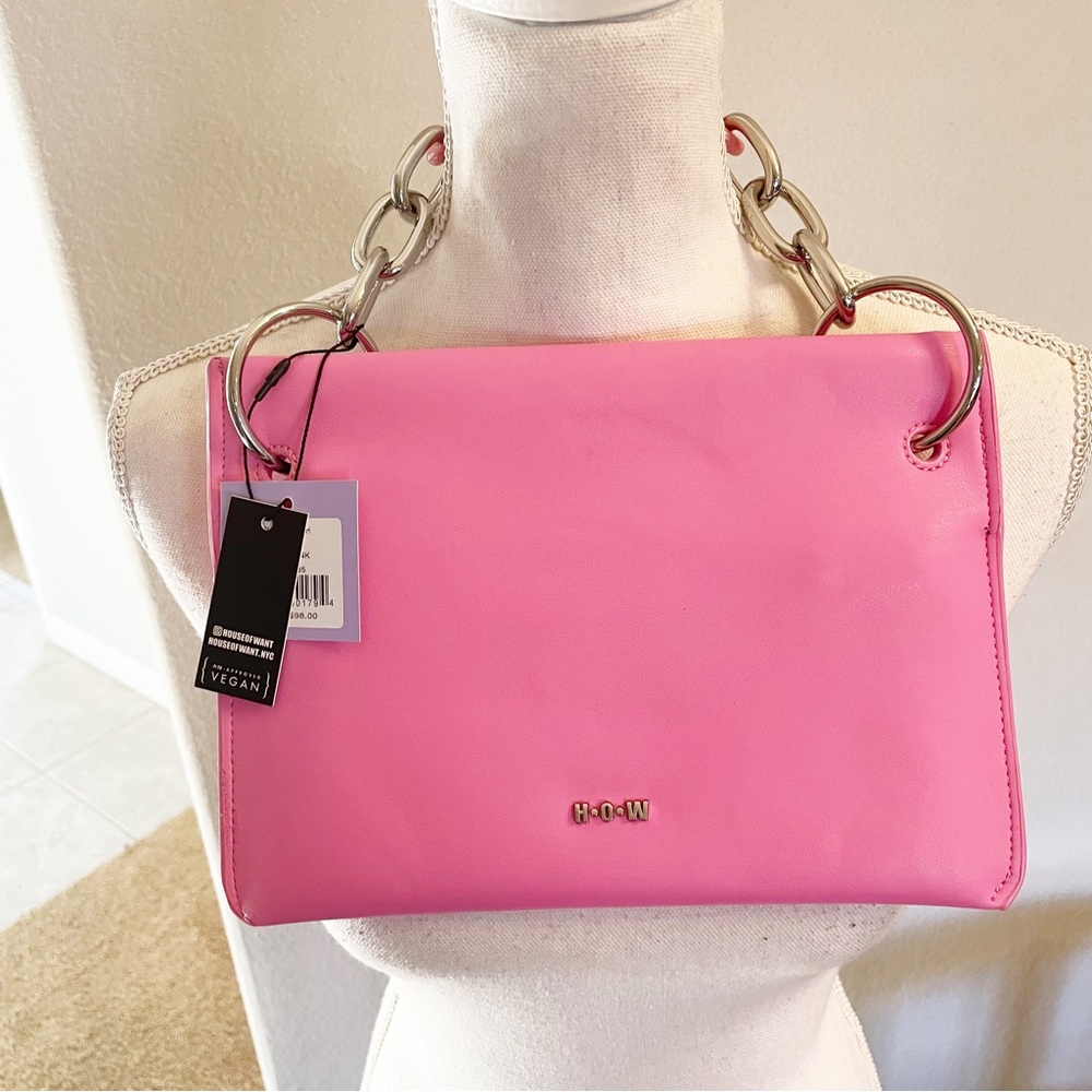NWT House Of Want Vegan Leather Chill Clutch Handbag Taffy Pink - Picture 4 of 11